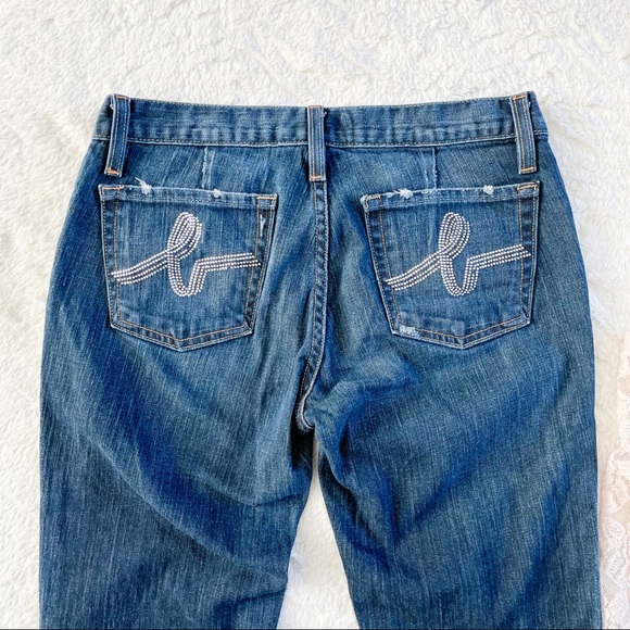 bebe Boot Cut Mid Rise Jeans Rhinestone Pockets 29 - Picture 13 of 16